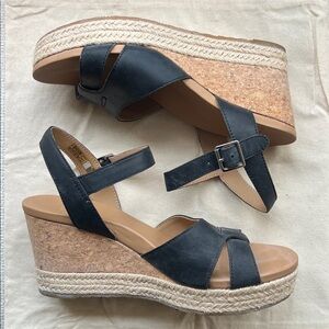 UGG Cloverdale Espadrille Wedge Sandal - Black